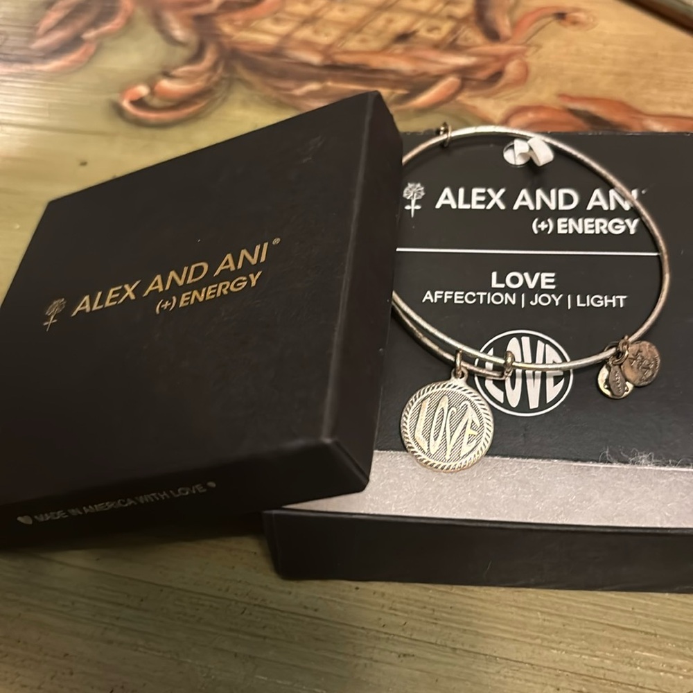Alex and Ani +Energy bangle~ with tags Love | Affection | Joy | Light ♥️